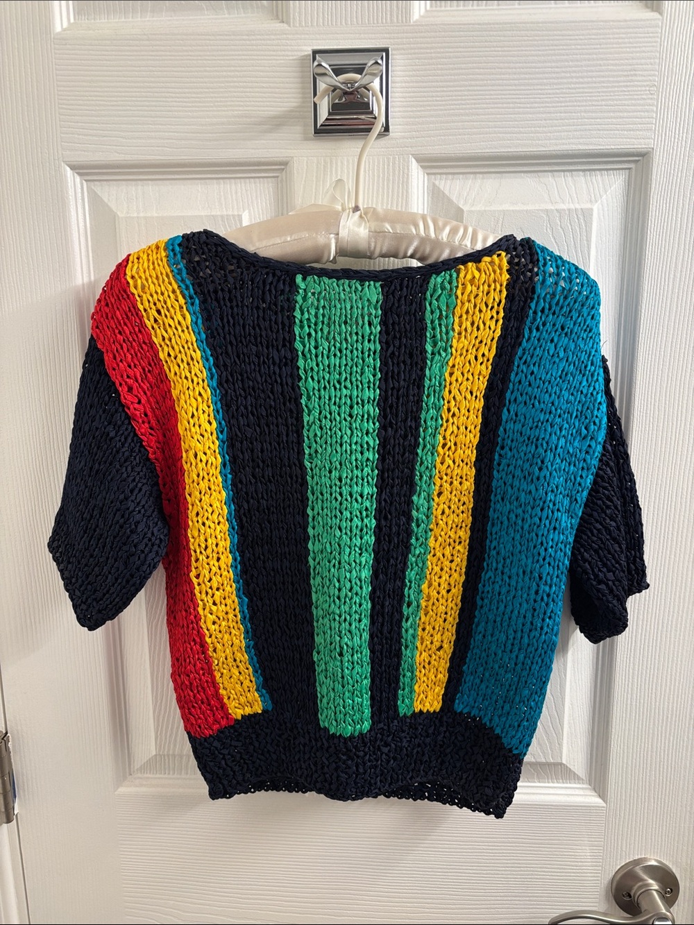 Vintage ARGENTI 90s Macrame Multi-colored Top - Fabulous! Size 10